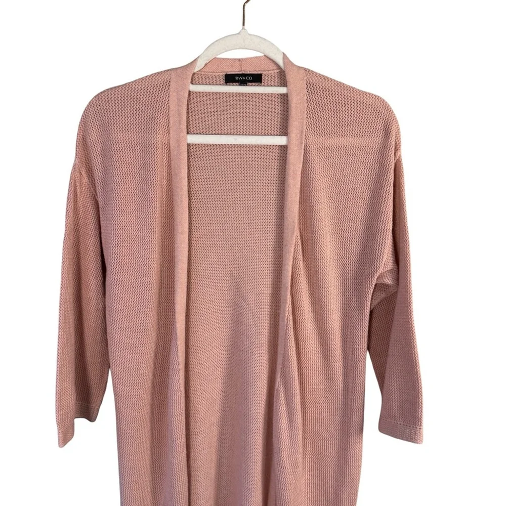 RW&CO. Blush Knit Open Front Cardigan 3/4 Sleeves Size XS Neutral Minimalist